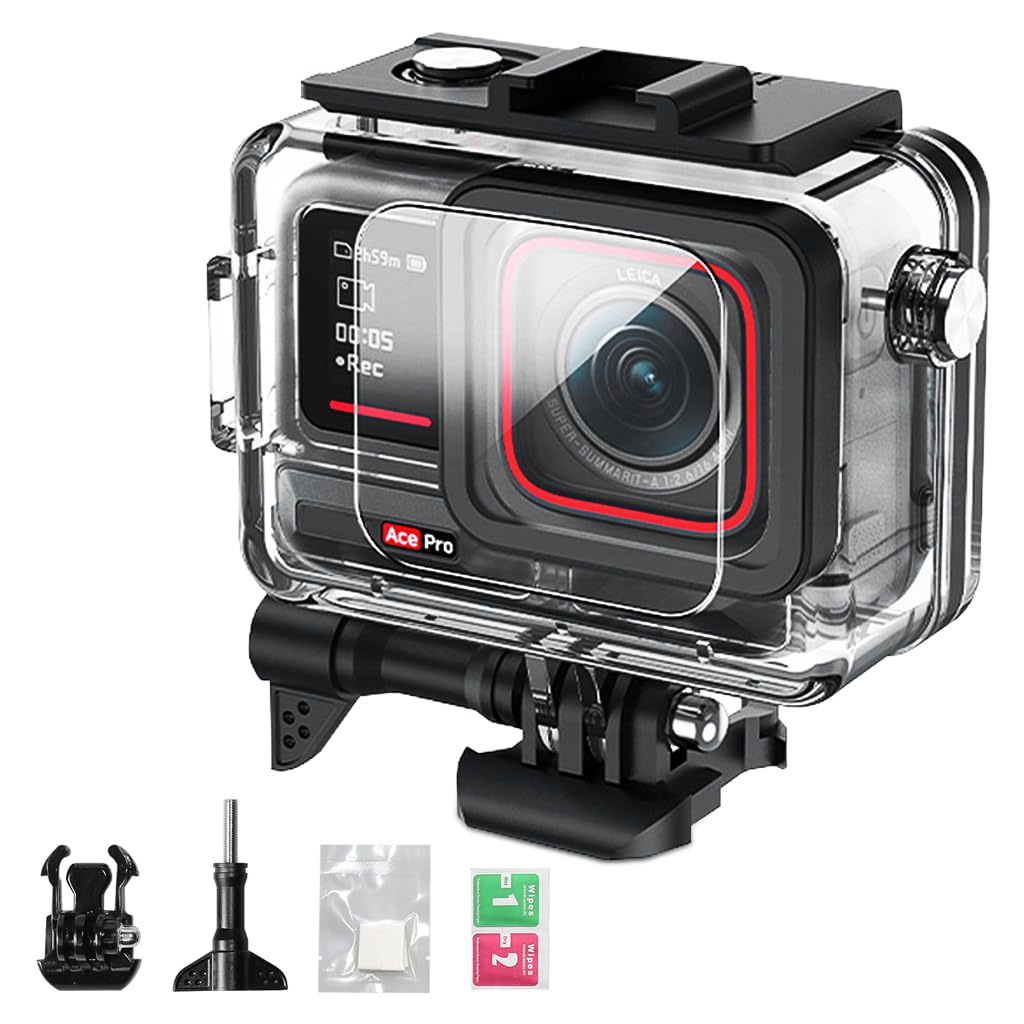 ZORBES® Waterproof Case with Anti-Fog Insert for Insta360 Ace Pro 1/2 Action Camera, Underwater Housing Shell Cage Supports 60M/196FT Deep Diving Scuba Snorkeling Swimming with Quick Release Screw