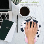 ZORBES® Mouse Pad with Wrist Rest Non-Slip Backing Cow Anime Cute Gel Easy-Typing Pain Relief for Gaming Office Computer Laptop 2PCS