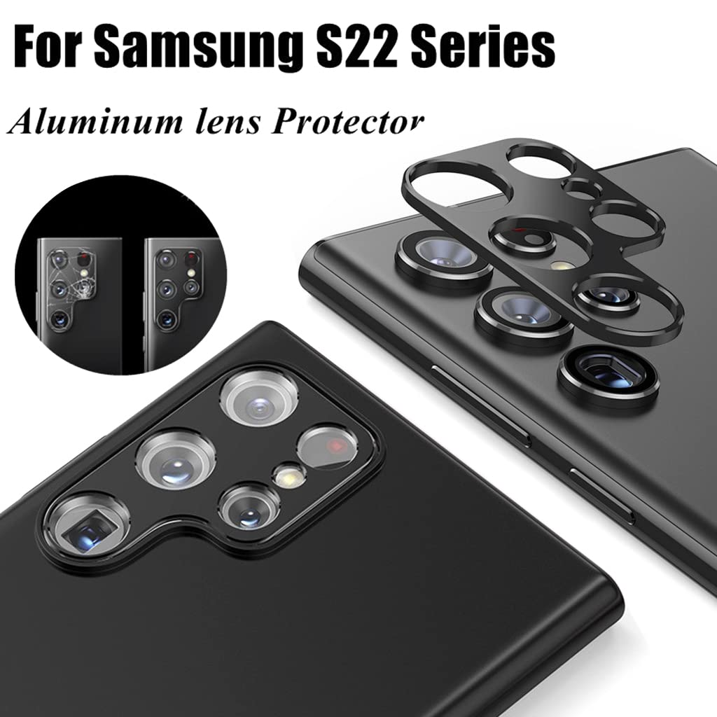 ZORBES® Metal Camera Protective Cover for Galaxy S22 Ultra Anti-Scratch Camera Lens Protector Cover(Black)