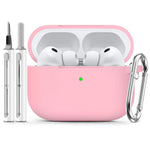 ZORBES® Compatible with Airpods Pro 3, Earbud Case Cover Fashion Silicone Charger Case Cover with Carabiner & Cleaning Tools, Anti-Scratch Protective Skin Case Cover-Pink