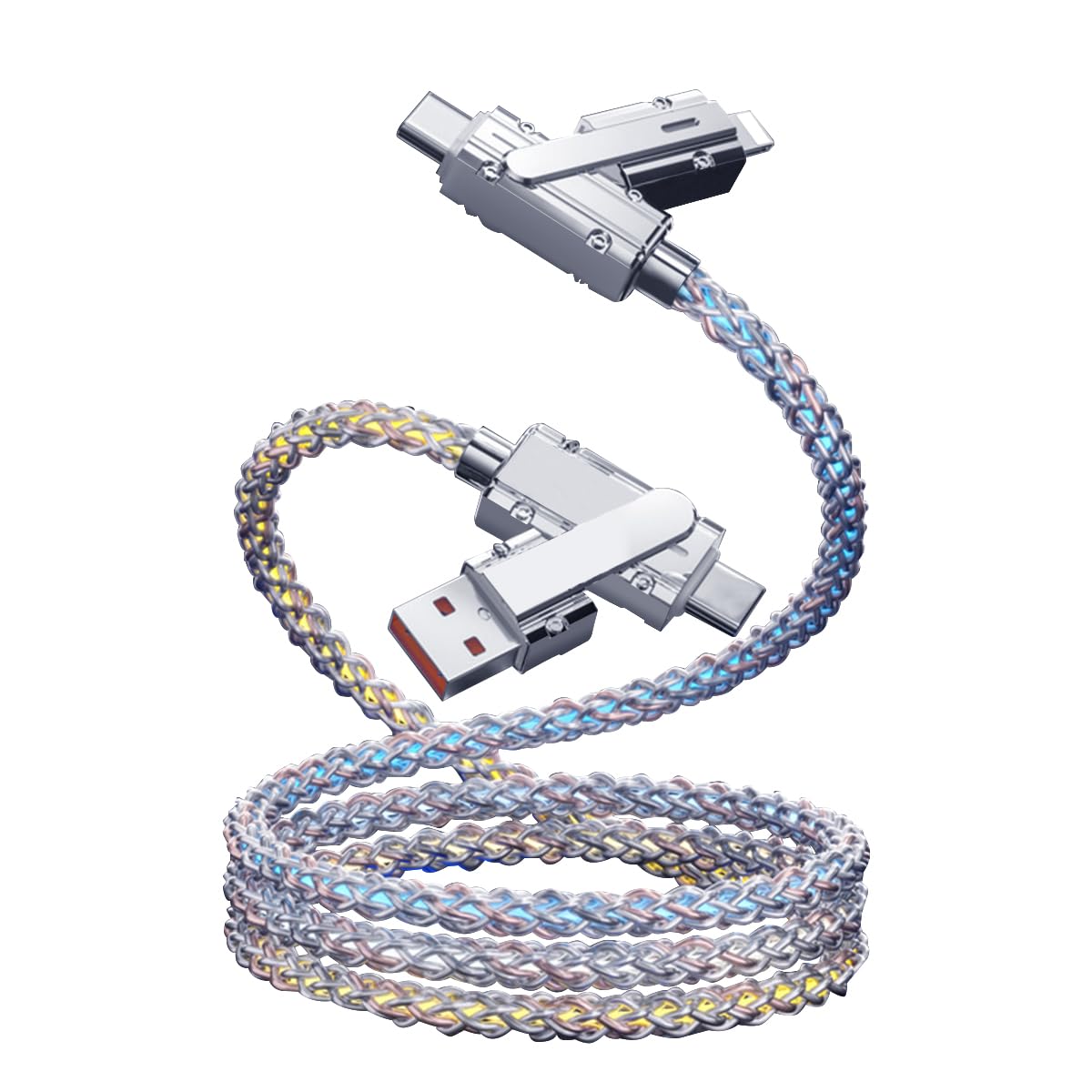 Verilux 4 in 1 Charging Cable with PD 66W Fast Charge and Zinc Alloy Connectors | 1M Color Woven Design