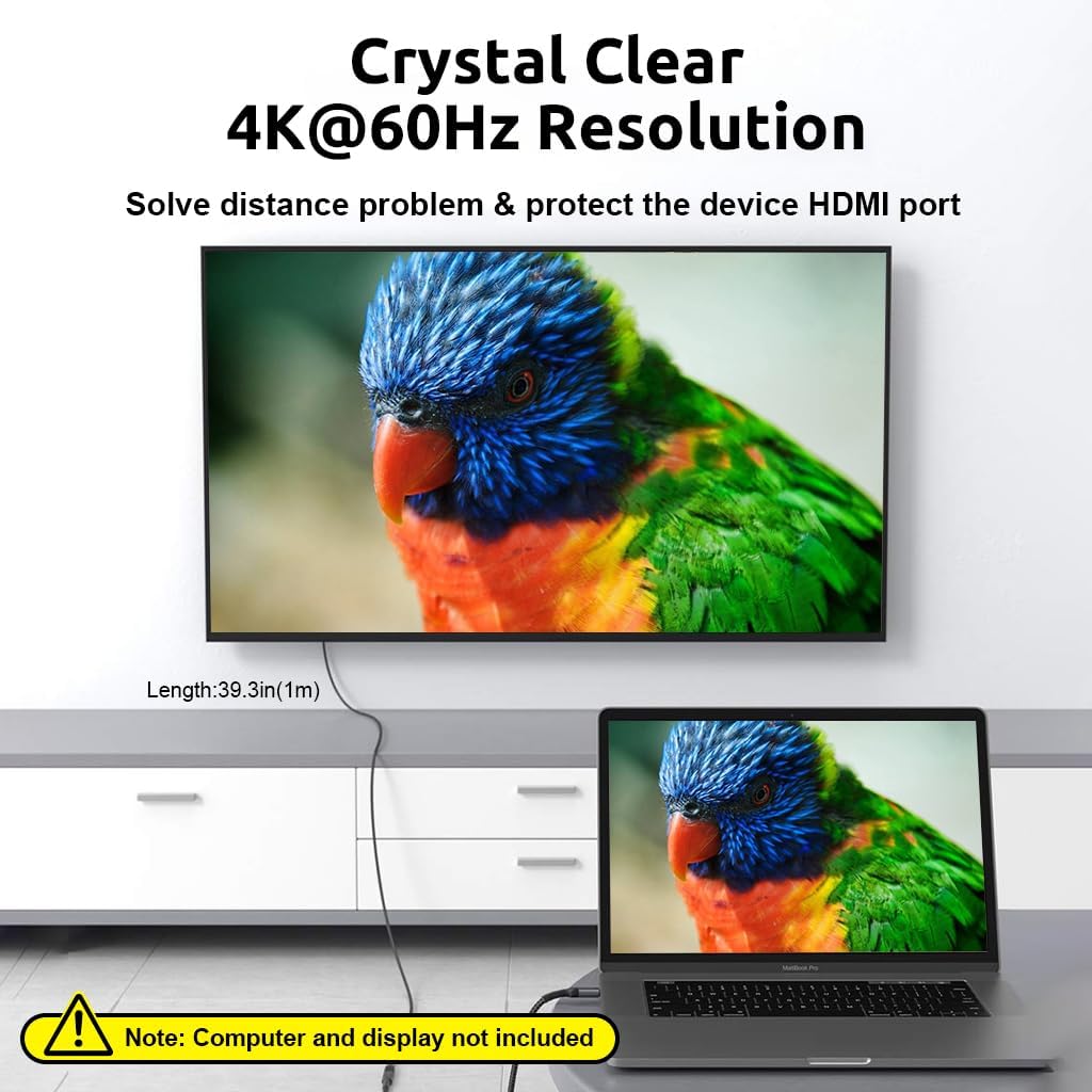 Verilux USB C Extension Cable 3.3ft with 100W PD 10Gbps & Smart Chip | 4K Video Output