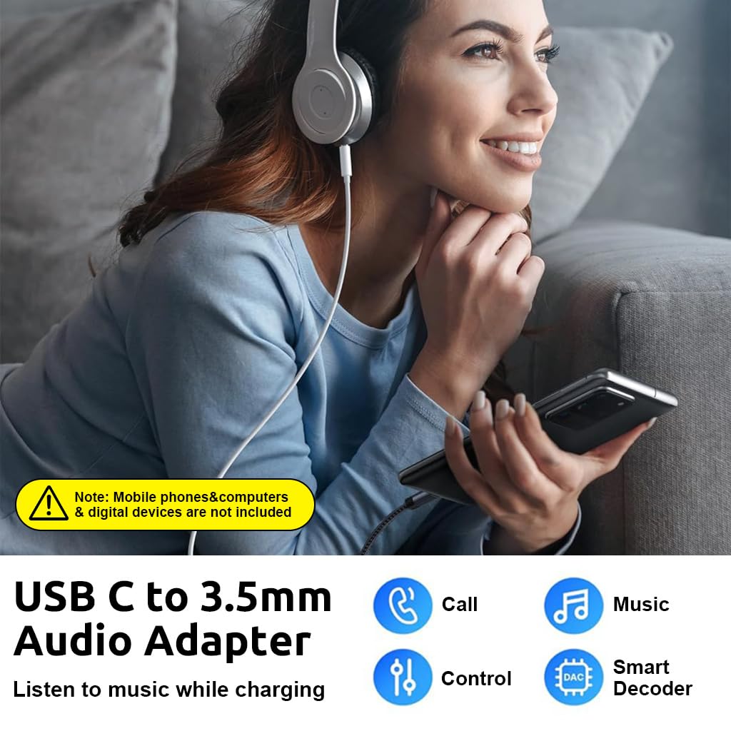 Verilux type c to audio mm jack to usb c type to mm headphone audio jack