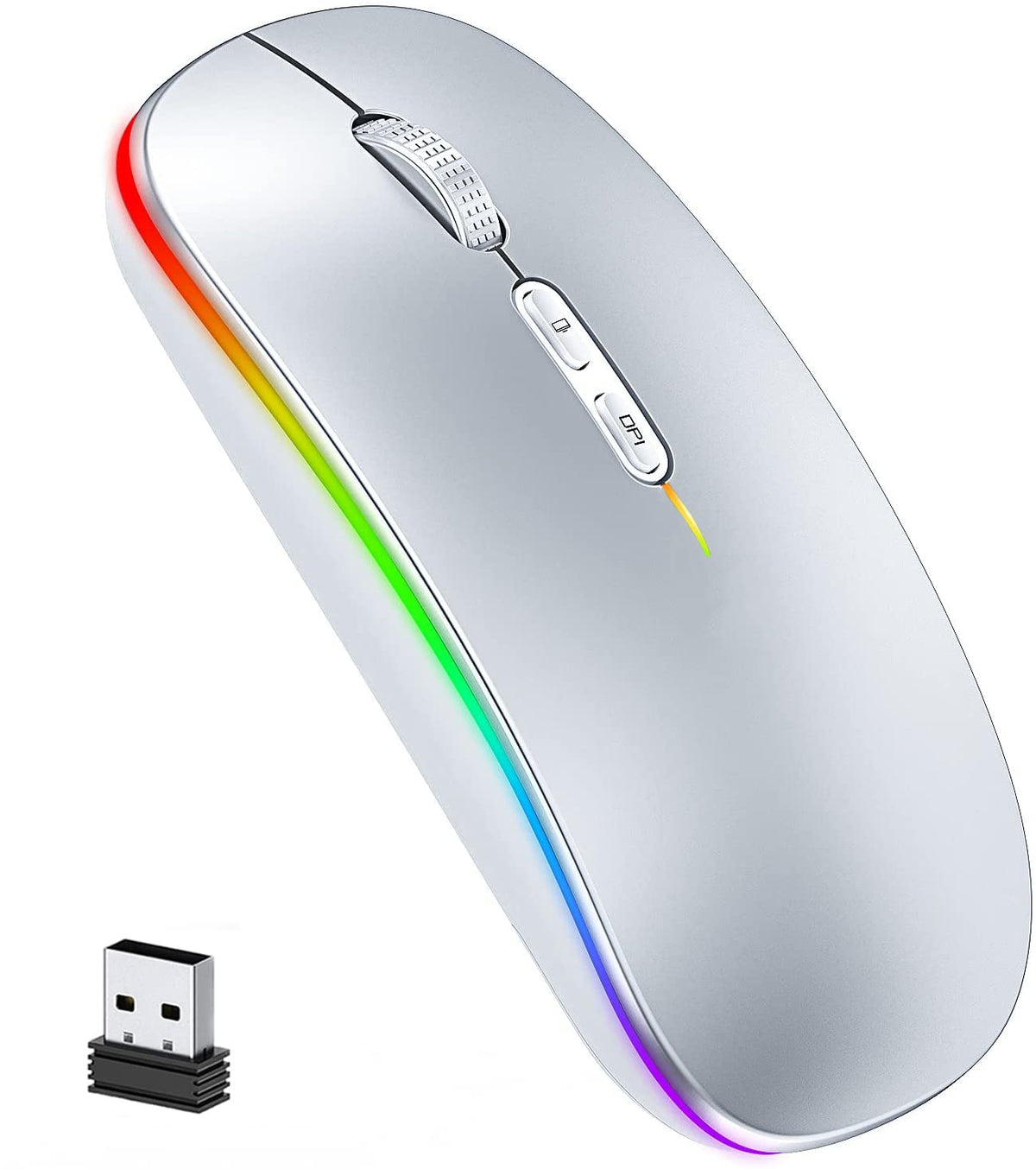 2.4GHz Wireless Mute Portable Optical Mouse (Sliver)