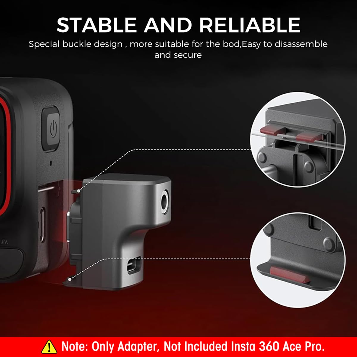 Verilux® Mic Adapter for insta360 X4, External Microphones Type-C and 3.5mm Audio Ports Compatible with Insta360 X4 Pro 2 in 1 Audio Mic and Charging Adapter Mount, Insta360 X4 Accessories