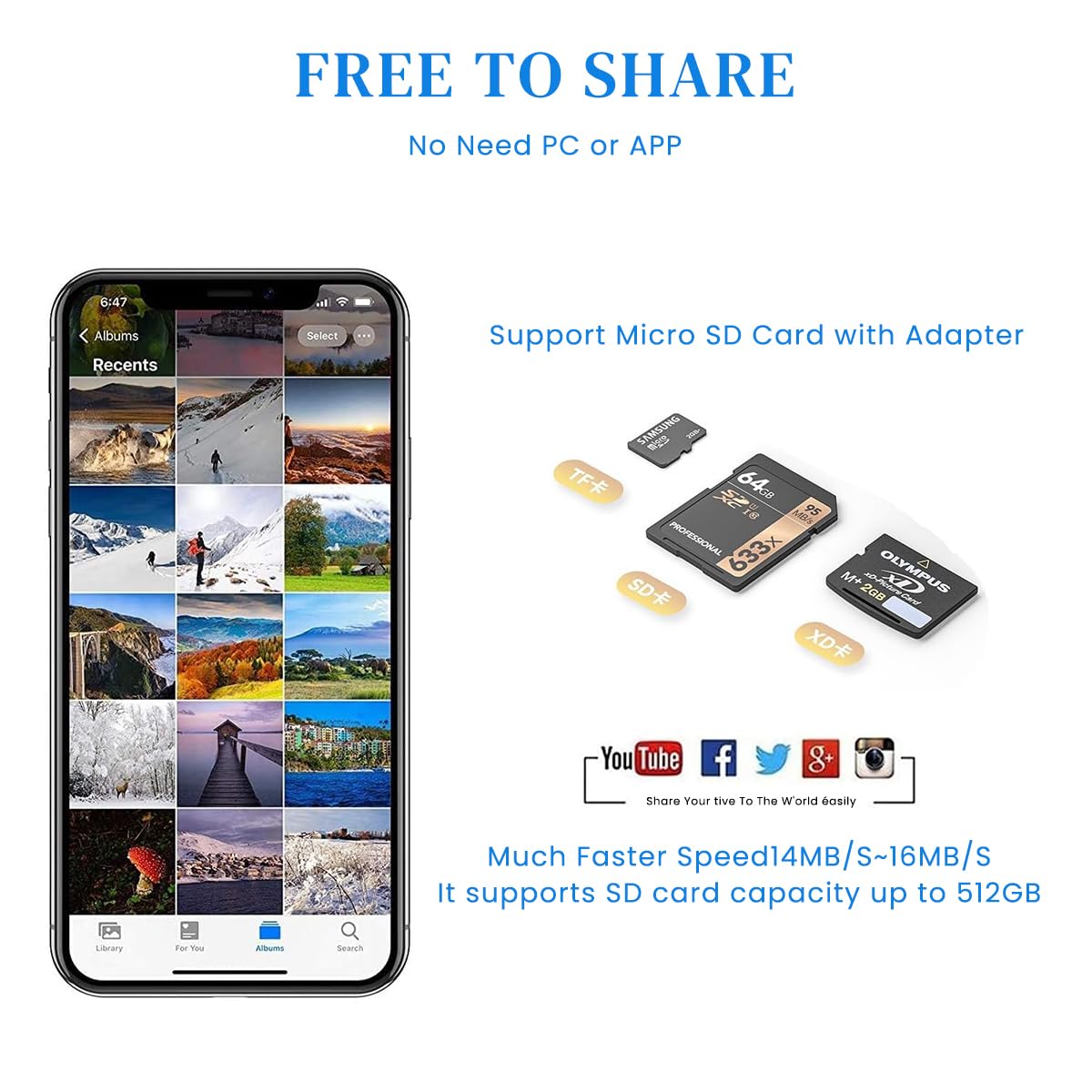 Verilux SD Card Reader for iPhone with Lightning Connector featuring High-Speed Transfer | Compact Plug and Play Photo Adapter