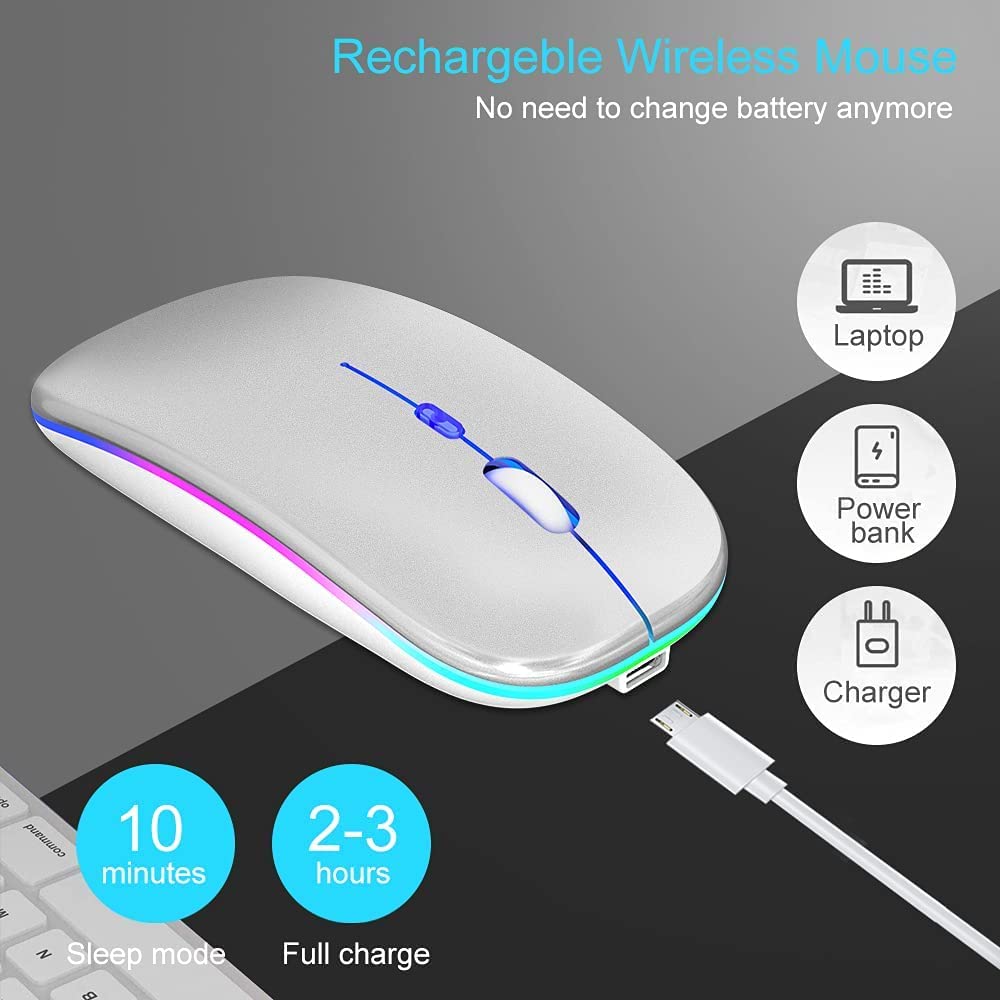 2.4G LED Wireless Rechargeable Mous - White