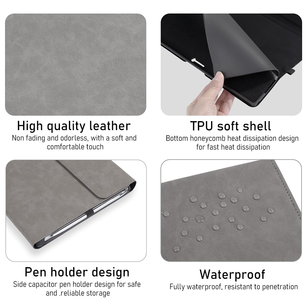 ZORBES® Laptop Case for Surface Pro 9 Anti-Scratch Protective Case Fashion Solid Color TPU Case with Pen Holder, Case for Surface Pro 9, Not Include Surface Pro 9 or Keyboard or Stylus Pen, Grey