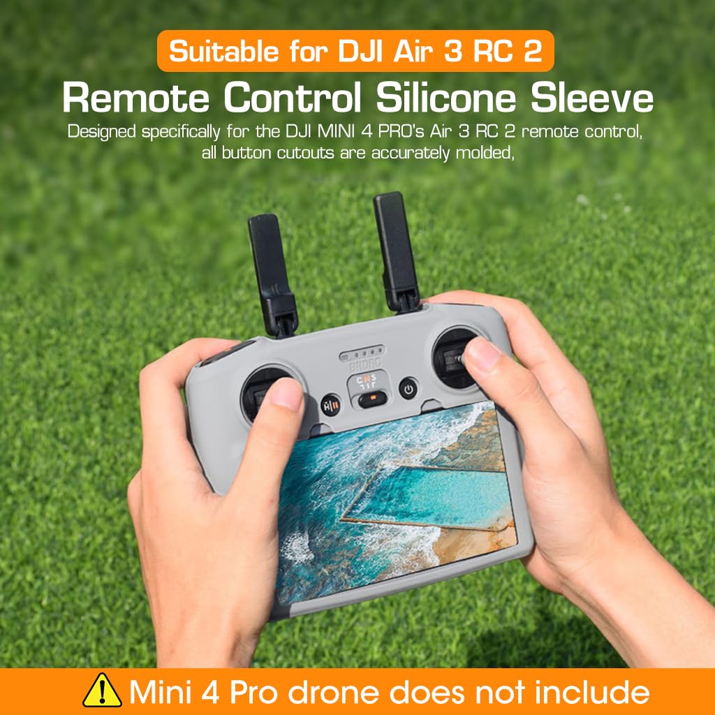 Zeitel® Silicone Case for DJI Air 3 RC 2 Remote Controller, Air 3 Silicone Protective Case Cover Sleeve Anti-Slip Silicone Case for Air 3 RC 2 Remote Controller DJI Mini 4 Pro, No Air 3 RC 2