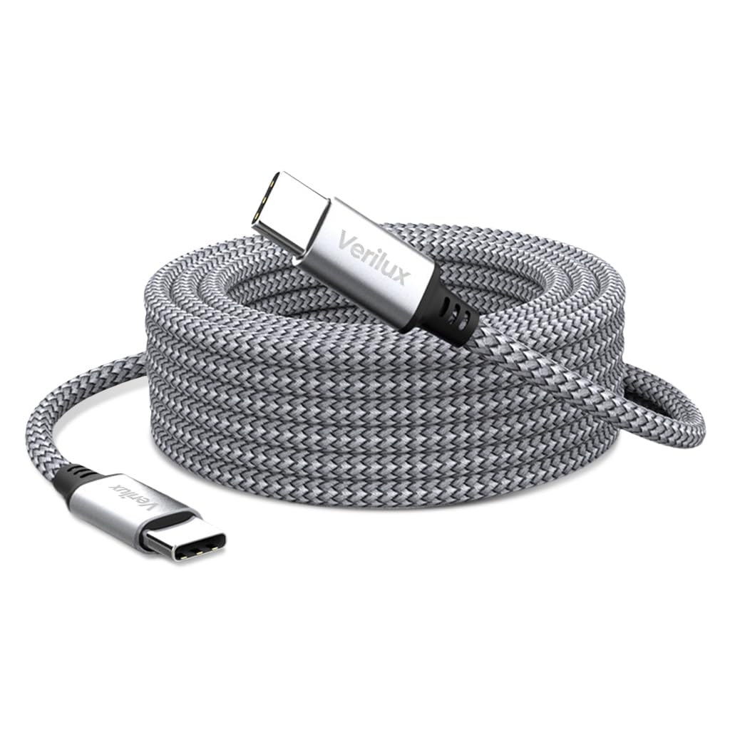 Verilux Type C to Type C Cable for Fast Charging with 60W PD and 9.8 ft Nylon Braided Design