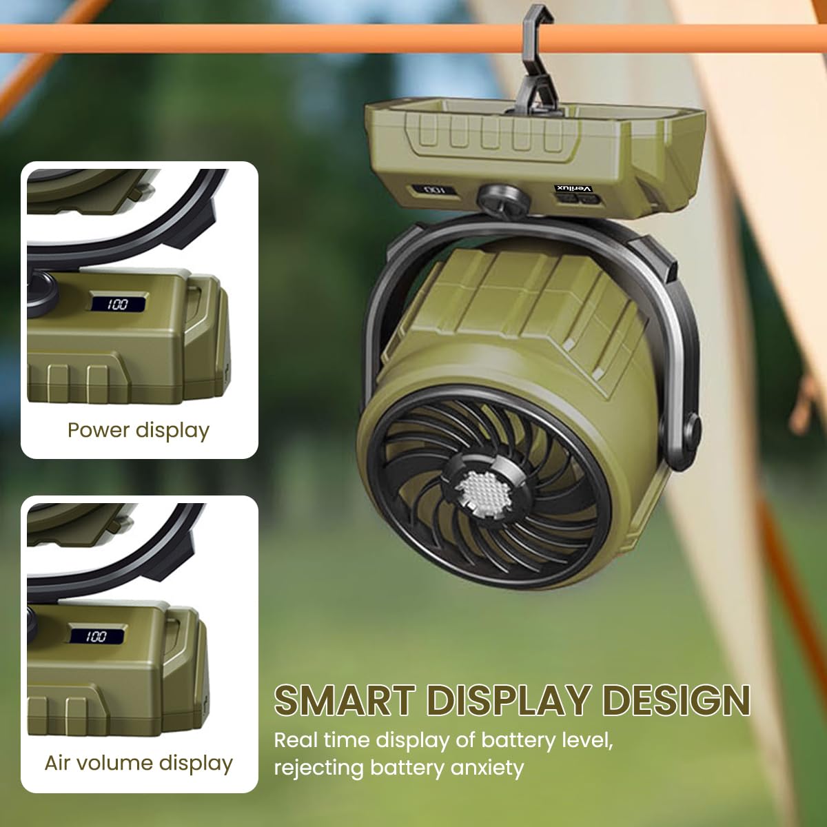 Verilux Table Fan for Home Office and Camping with 100 Speed Control and 270° Oscillation
