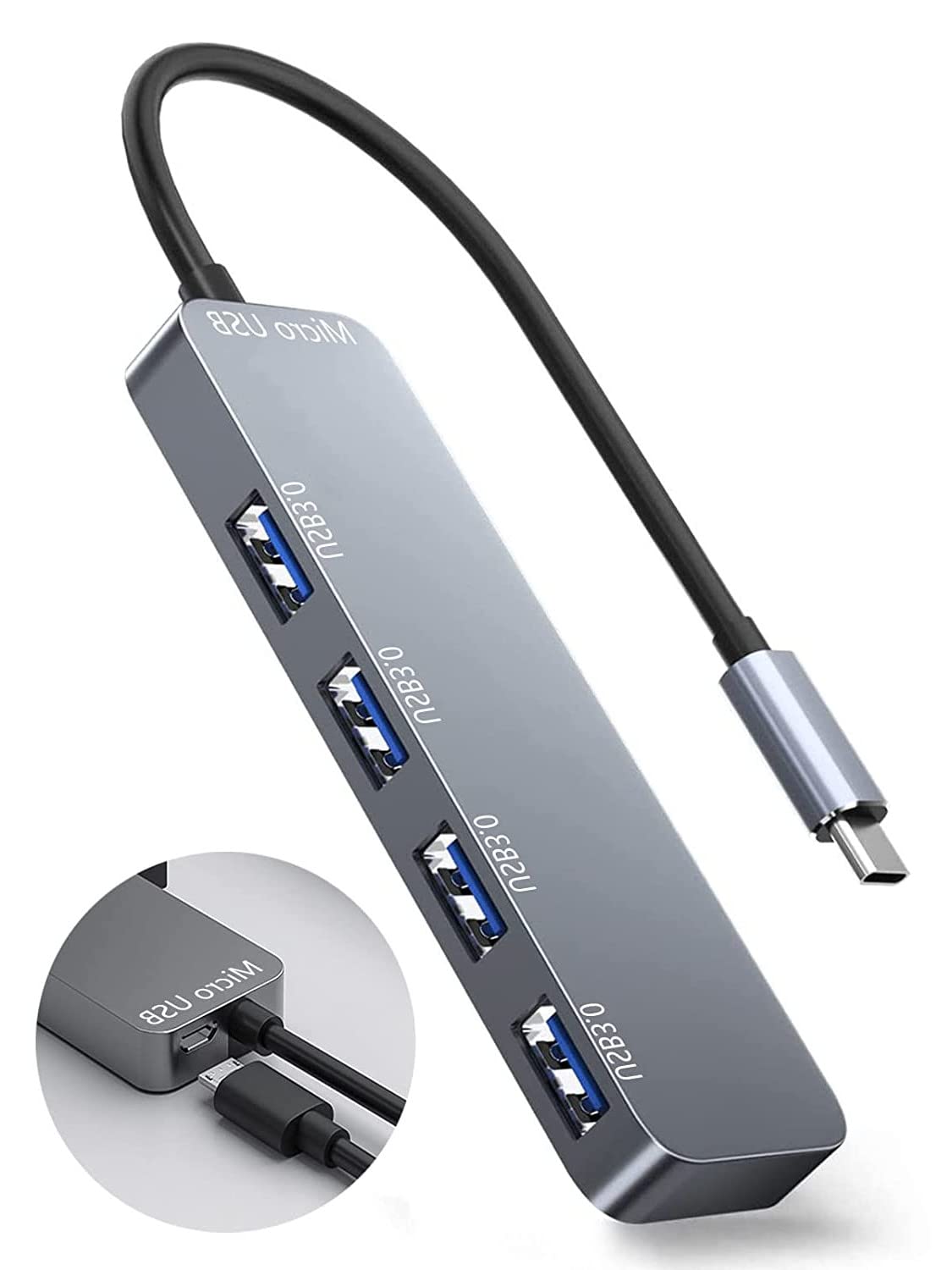 Verilux® 4 in 1 Multiport USB Hub with 4-Ports for Most USB C Devices,Faster Transmission,USB Hub for Home & Work