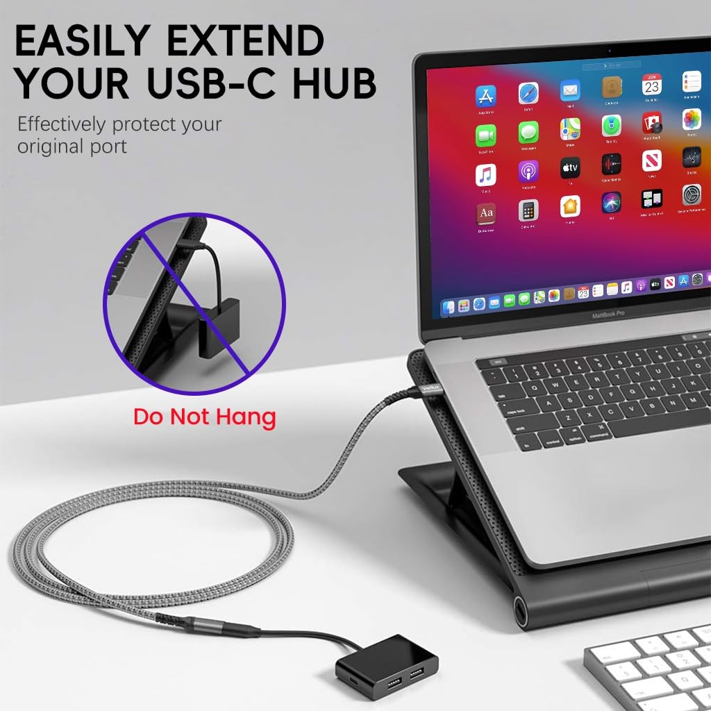 Verilux® USB C Extension Cable, 9.8ft/3M USB Type C Male to Female Cable Support 100W PD Fast Charging, 10Gbps Data Transfer, 4K@60Hz HD Video Output Compatible with iPad Pro, MacBook Pro