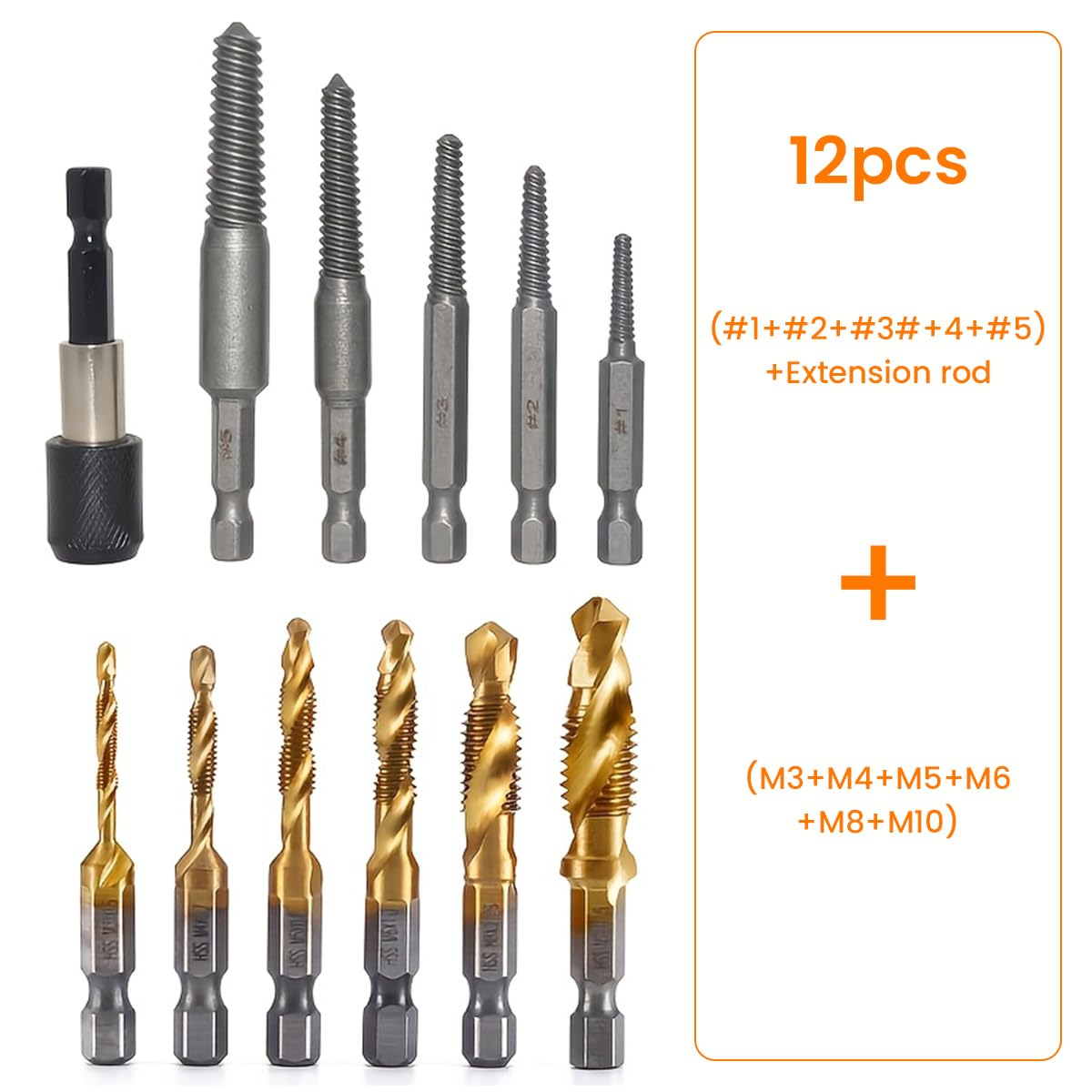 Serplex 11PCS Drill Bit Set with Screw Extractor Bits M3-M10