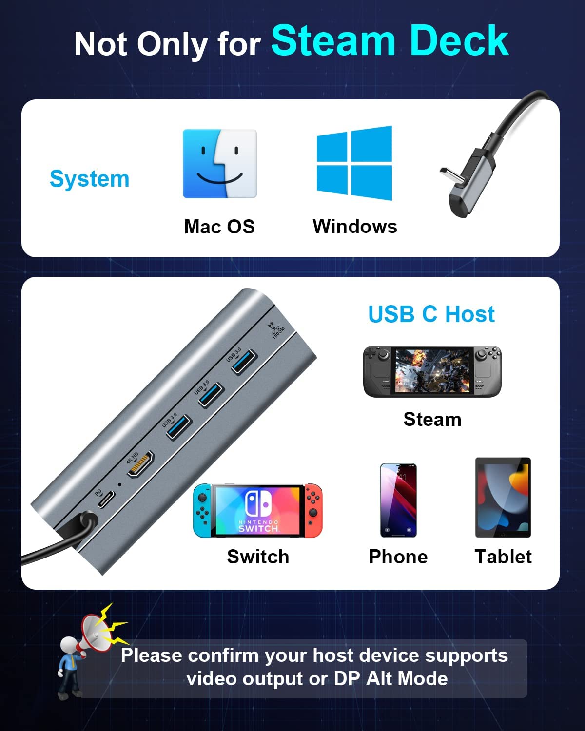 Verilux Multipurpose Gaming 6 in 1 Steam Dock USB Hub