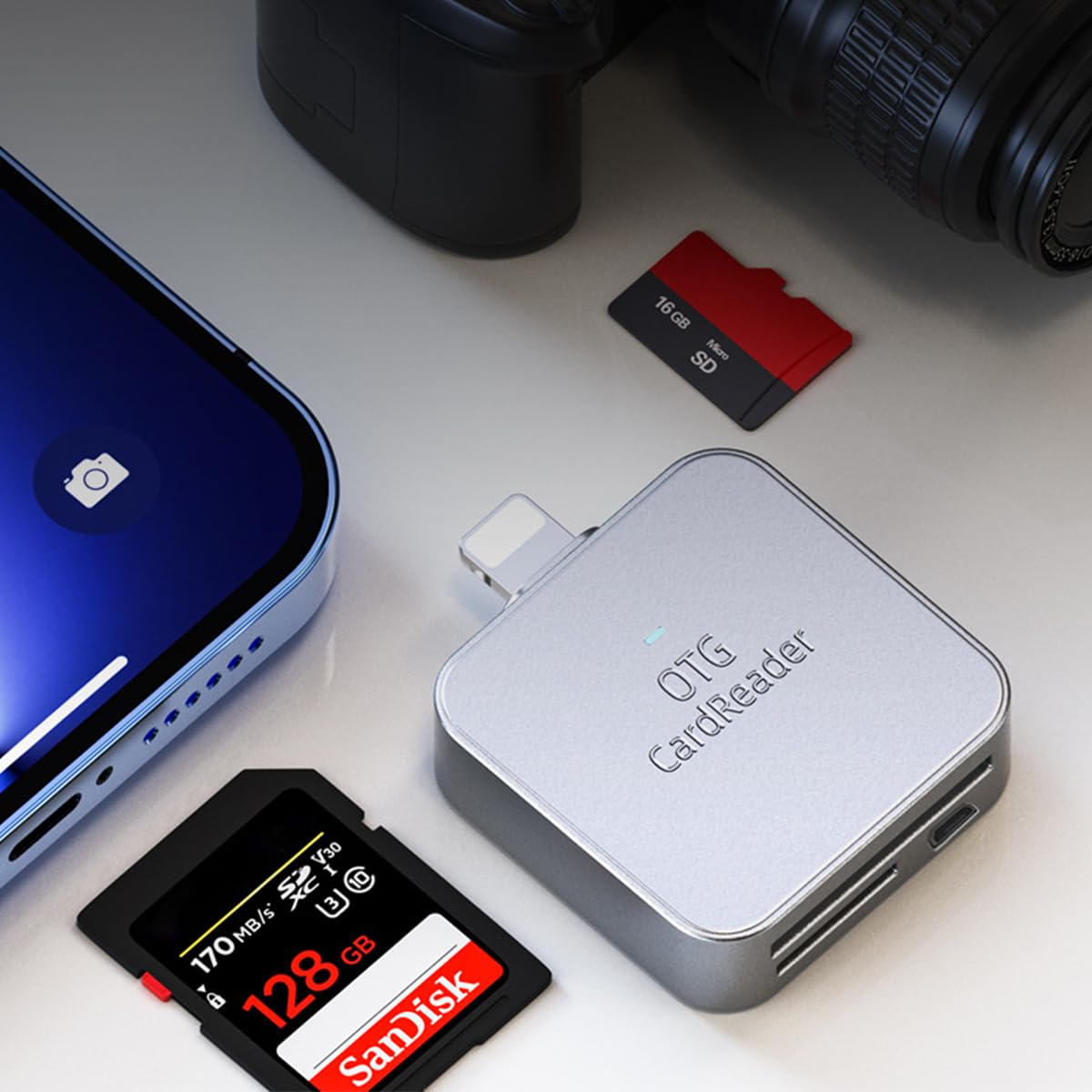 Verilux Card Reader for iPhone with Micro USB Port and SD TF Support | No App Required