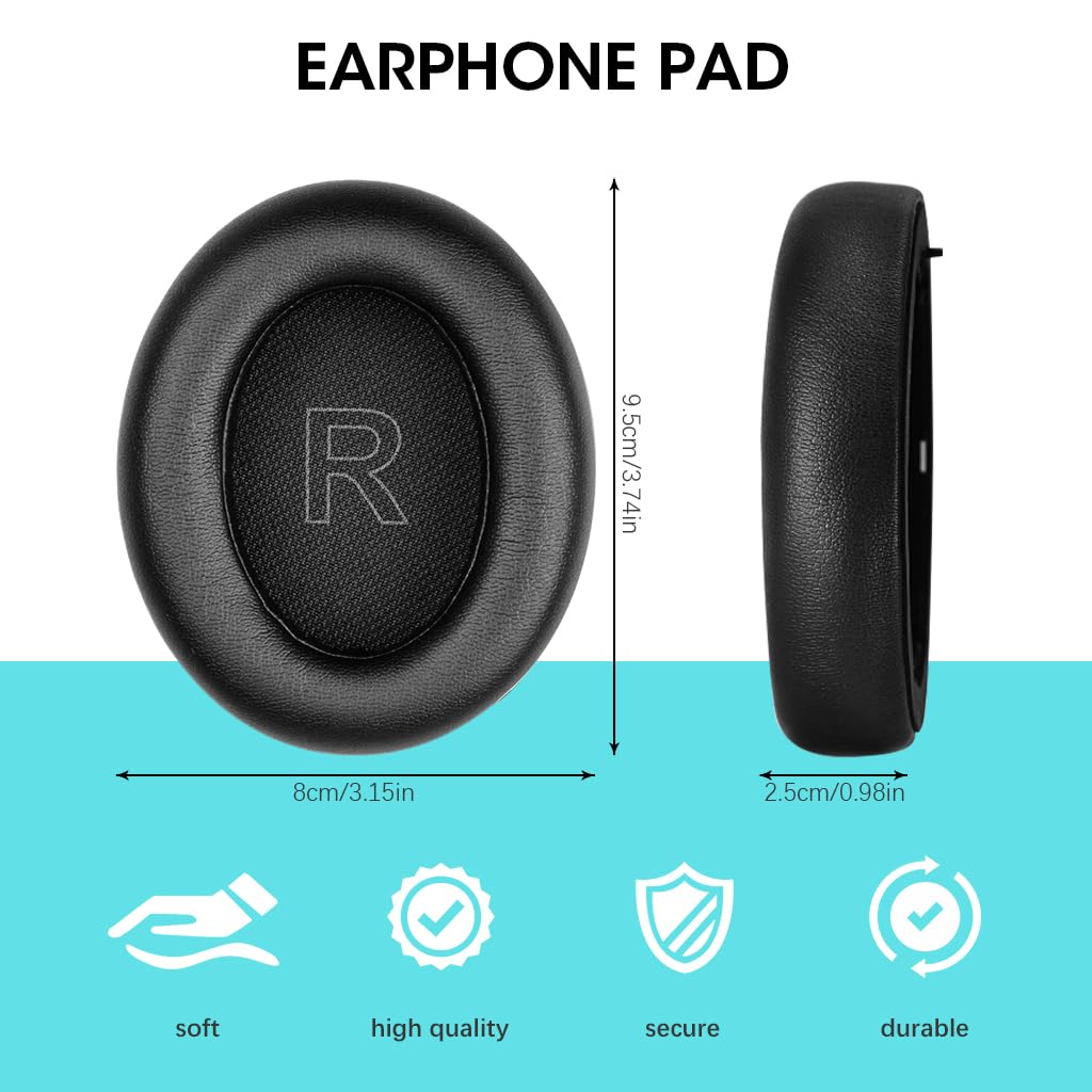 ZORBES® 1 Pair Earpads Compatible with Anker Soundcores Life Q10, Left & Right Earpads Replacement Cushion Pads Noise Reduction PU Soft Earpads Replacement Earpads for Soundcores Life Q10