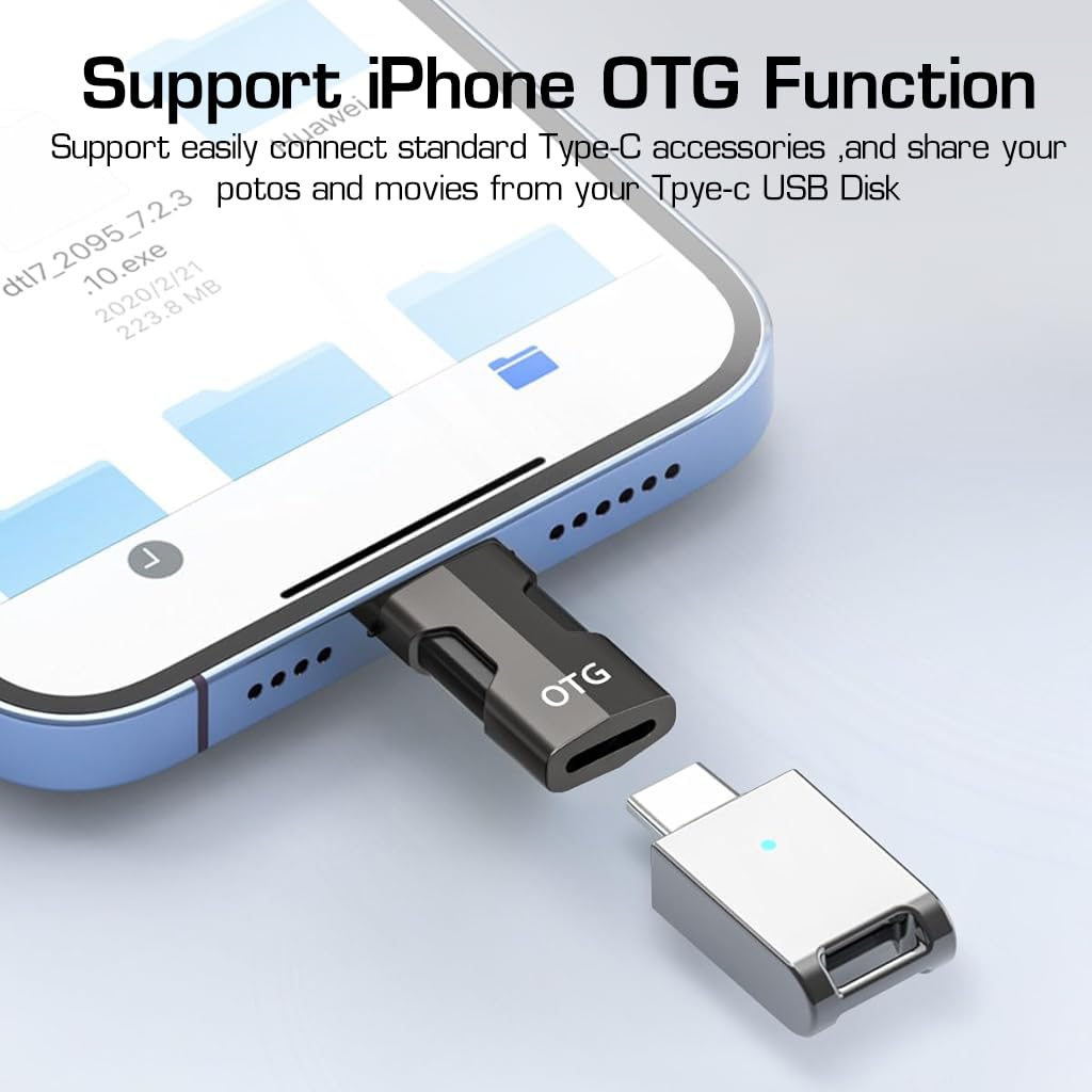 ZORBES® USB OTG Adapter for iPhone, Lightn-ing to USB C Portable 30W Fast Charging USB C Adapter Support Data Sync USB C Adapter for iPhone13/12/11/Xr/X/XS/8/7