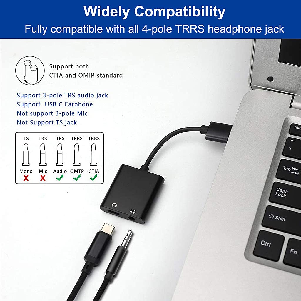 Verilux® USB Sound Card External Sound Card with 3.5mm Headphone and Microphone Jack Compatible with Windows, Mac, macOS, Linux, PS4, Plug and Play,Black