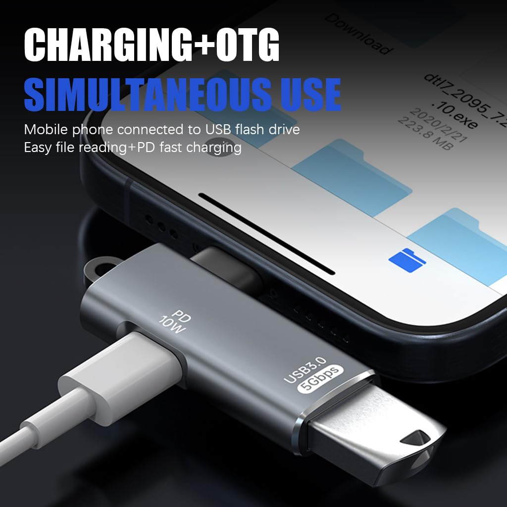 Verilux® TYPE C OTG Adapter 2 in 1 Type C to USB3.0 Adapter Type C Male to Female Support PD 100W Charging & 5Gpbs Data Transmission Universal OTG Adapter for iPhone 16/15, Galaxy S24/S23, MacBook Air