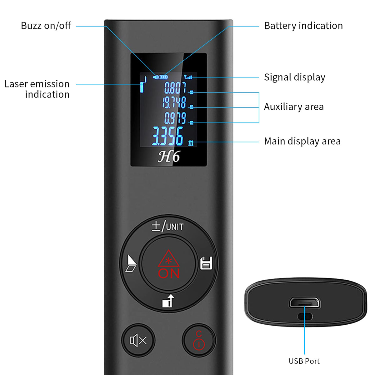 ZORBES® Laser Measuring Tape, 40m/131ft Digital Measuring Tape with Upgrade Electronic Angle Sensor, ±1mm Accuracy, Rechargable Laser Measuring Device for Distance Area Volume Pythagoras, LCD Backlit