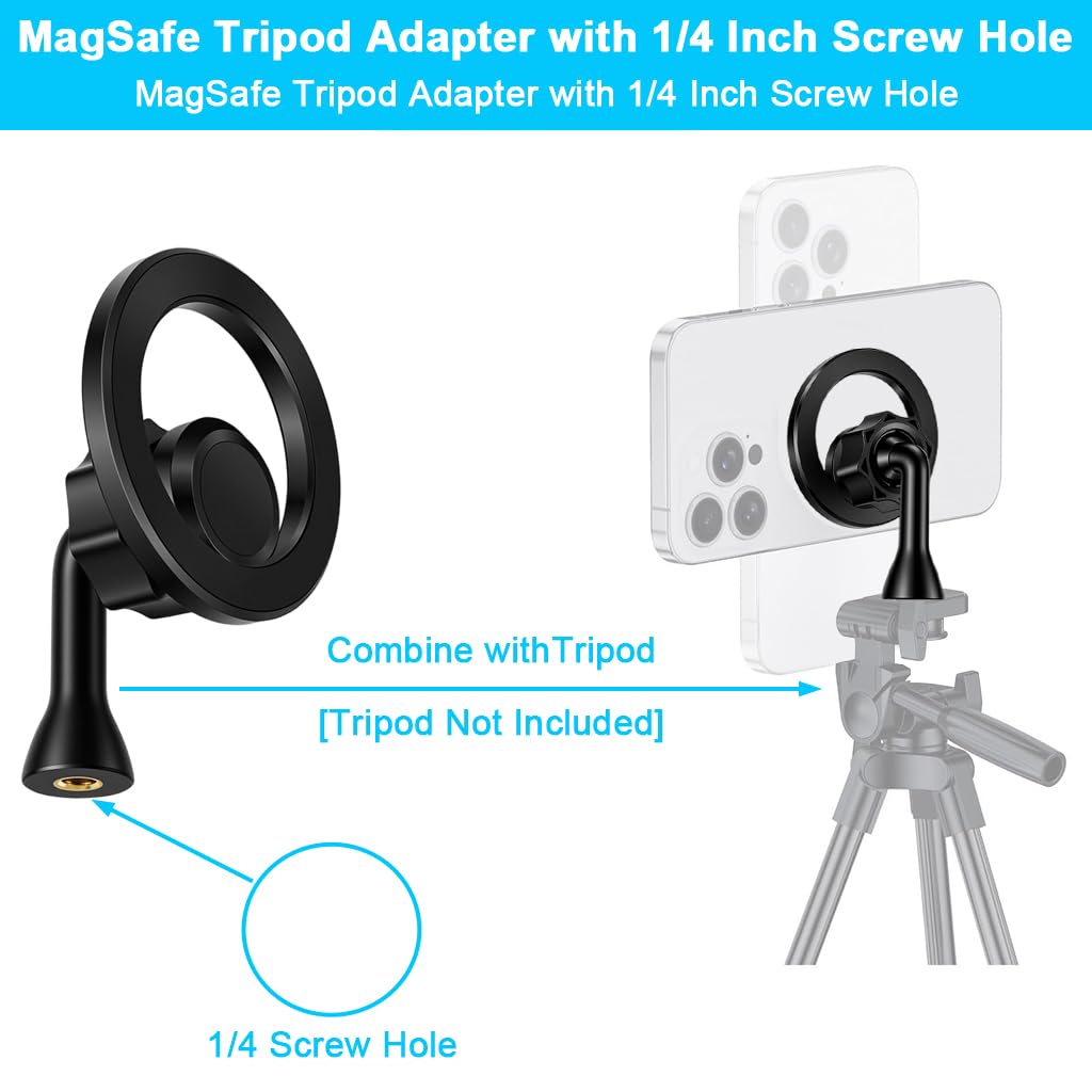 ZORBES® Magnetic Phone Holder with 1/4'' Thread, 360 ° Rotatable Universal Phone Mount Tripod Phone Holder, Compatible with Tripods, Stands, and Camera Accessories