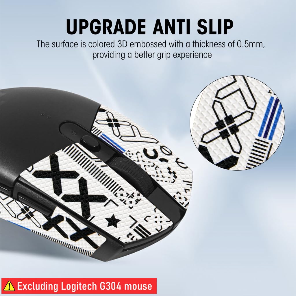 Verilux Mouse Grip Tape for Logitech G102 and G304 Gaming Mouse with 0.5mm 3D Texture | 2 PCS