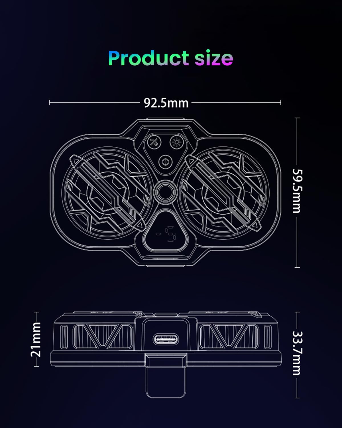 Verilux® Phone Cooler LED Dual Turbo Fan Phone Cooler with Real Time Temp Display & Adjustable Temperature Clip-on Phone Cooler for iOS & Android Smartphones from 4.5 to 6.7 in