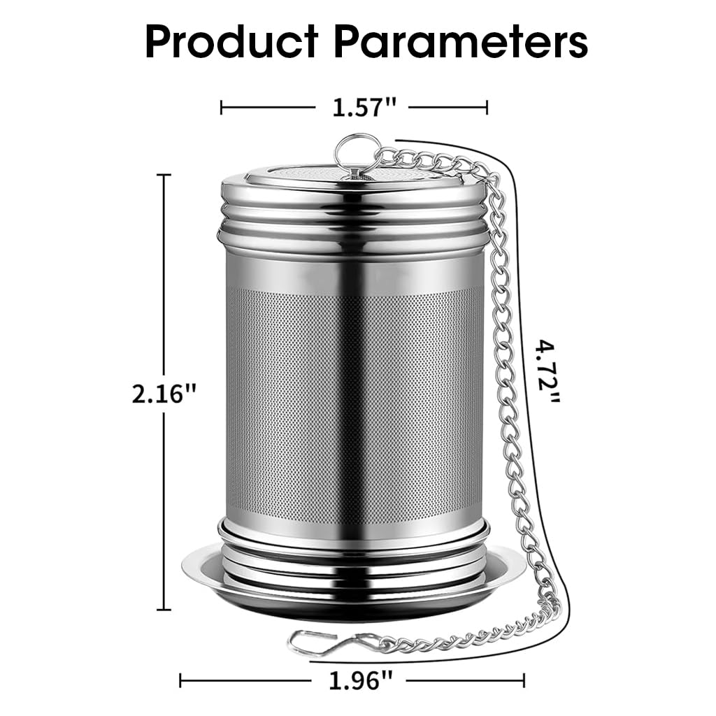 Zeitel® Tea Infuser with Tray Fine Mesh Strainer for Loose Leaves & Herbal Teas, Durable & Easy-Clean Green Tea Filter for Mugs & Teapots Premium 304 Stainless Steel (41x56mm)