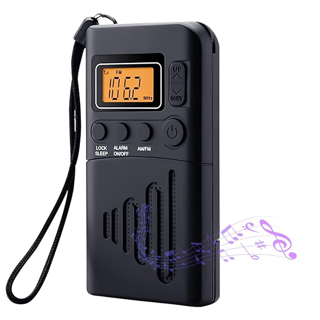 ZORBES® Portable Radio Personal Radio, Travel Transistor Radio LCD Walkman Radio Music Player Battery Operated Mini AM FM Radio with Handstrap, Not Included Battery