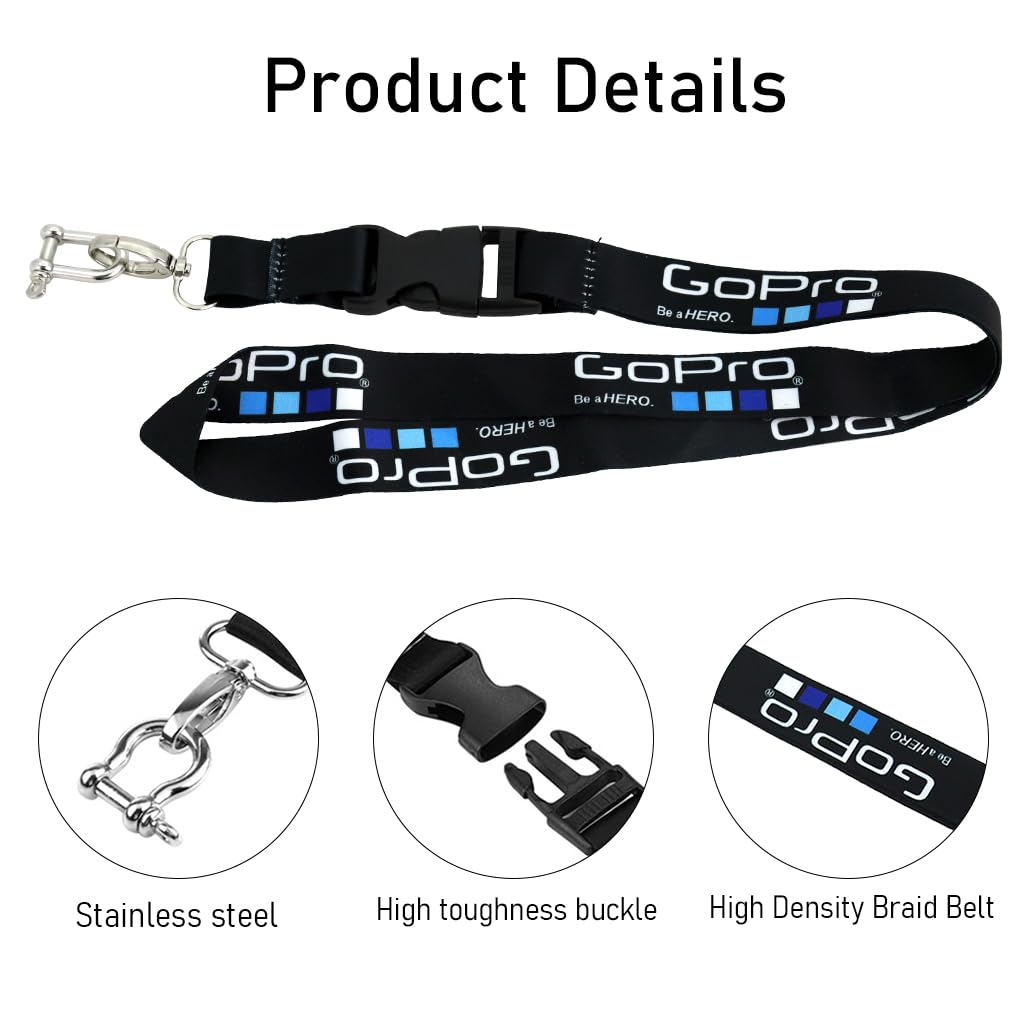 ZORBES® Neck Strap for GoPro New Hero/HERO9 /8/7, DJI Osmo Action, Xiaoyi and Other Action Cameras, 60cm Detachable Camera Strap Lanyard Sling with Quick Release and Safety Tether (Only Neck Strap)