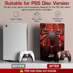 ZORBES® Skin Cover Sticker for PS5 Disc Edition Game Console and Controller Spiderman Themed Skin Cover Vinyl Sticker Creative Anti-Scratch Sticker for PS5 Disc Edition Game Console and Controller