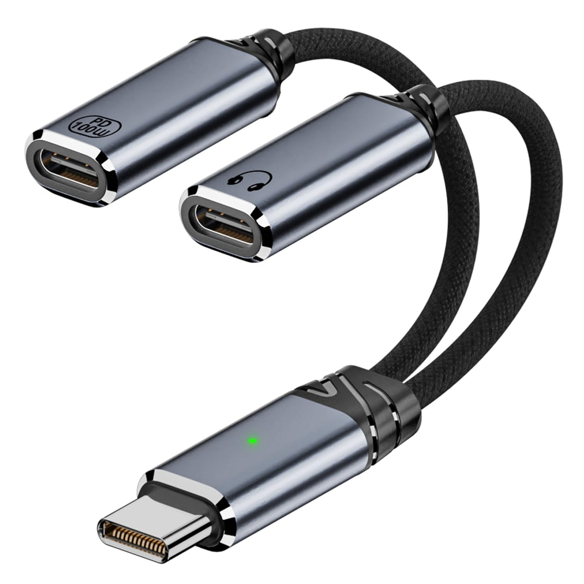 Verilux® USB C Splitter, Dual USB C Headphone and Charger Adapter Audio