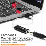 Verilux USB Sound Card for Laptop and PC featuring 3.5mm Audio Adapter | Plug & Play Black
