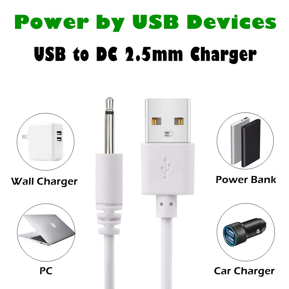 ZORBES® 2.5mm Jack Cable USB to DC 2.5mm to USB Charging Cable for Toy,Beauty Product,Magic Mate,White