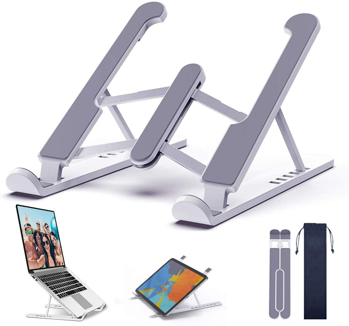 Verilux® Portable Laptop Stand, Full Aluminum Laptop Riser Laptop Holder for Desk,6Aluminum Computer Stand Laptop Table for Mac MacBook Pro Air, Lenovo, HP, Dell,iPad (6 Angles Aluminum)