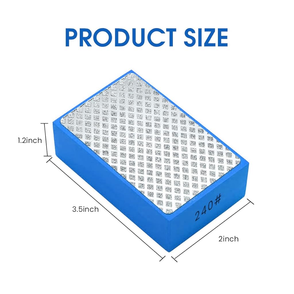 Serplex® 240 Grit Diamond Hand Polishing Pads Foam Backing Sanding Blocks with Foam Grip, Sanding Block Foam Backing Hand-Held Sanding Block for Ceramic Tile Glass Wood Marble Grinding
