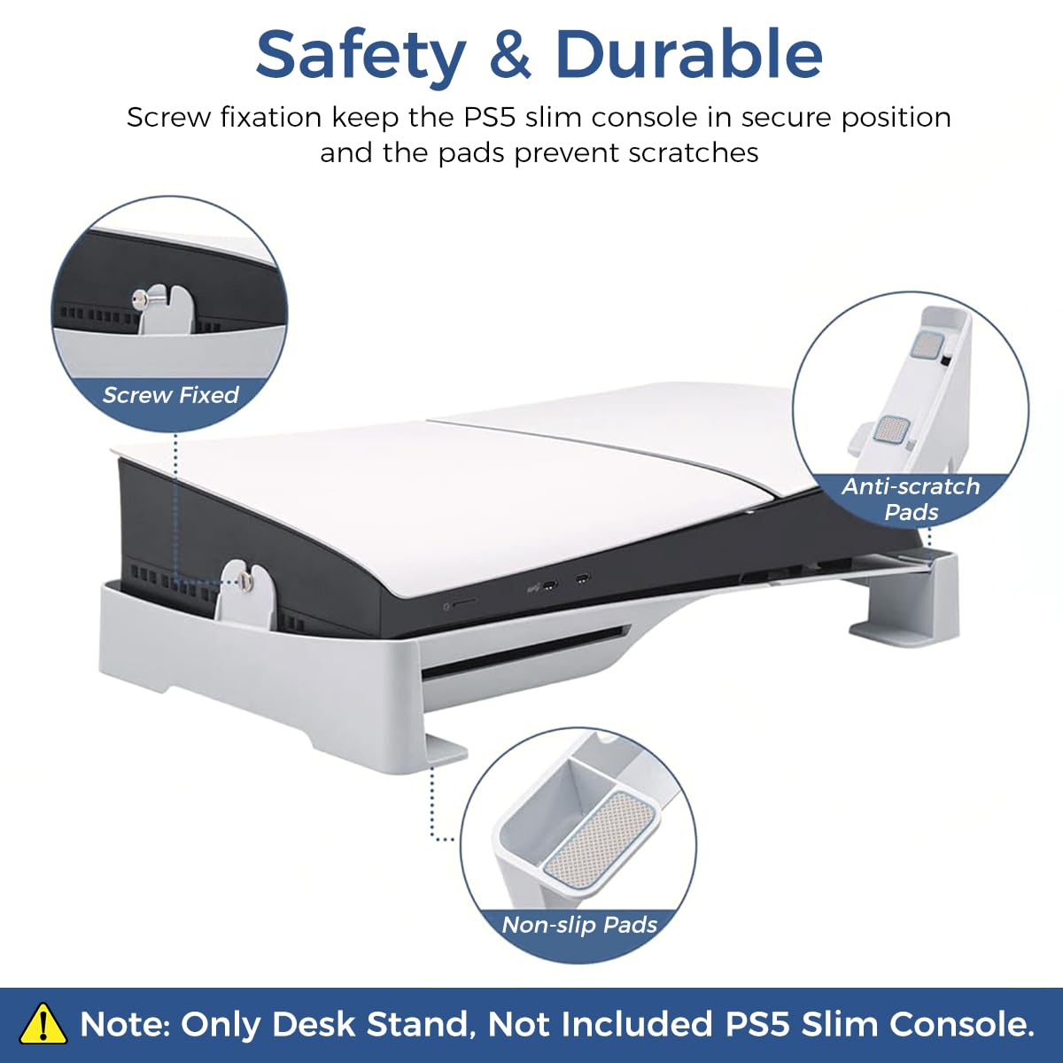 Verilux® esk Stand for PS5 Slim Console, Horizontal Stand for PS5 Slim Console, Anti-Slip Base Stand Accessories for Playstation 5 Slim Digital & Ultra-HD Edition Console, No PS5 Slim Digital Console