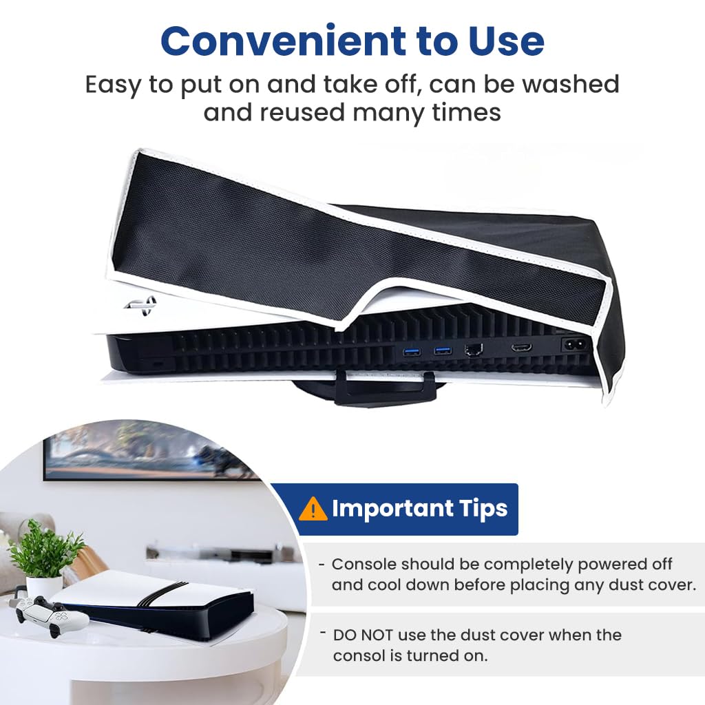 ZORBES® Dust Cover for Sony PS5 Pro 2024 Console, Washable xford Cloth Dust Proof Cover for Sony PlayStation 5 Pro 2024 Game Console Horizontal Cover Sleeve for PS5 Accessories