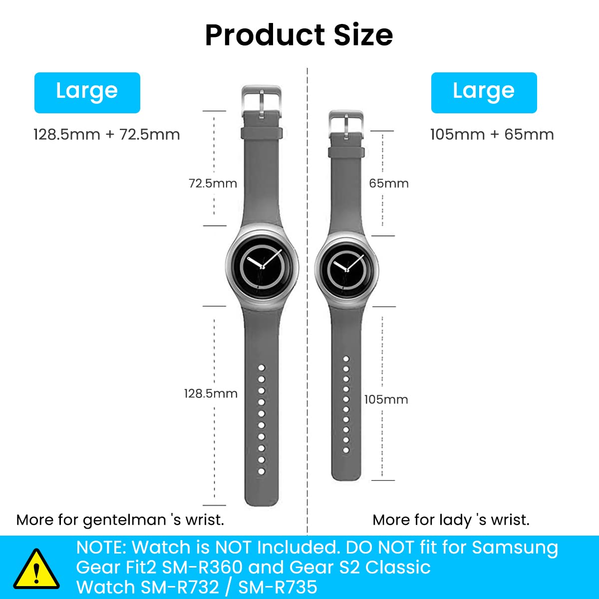 ZORBES® Grey Sport Silicone Strap for Men and Women for Samsung Gear S2 R720/R730 Watch Belts Smart Watch Straps