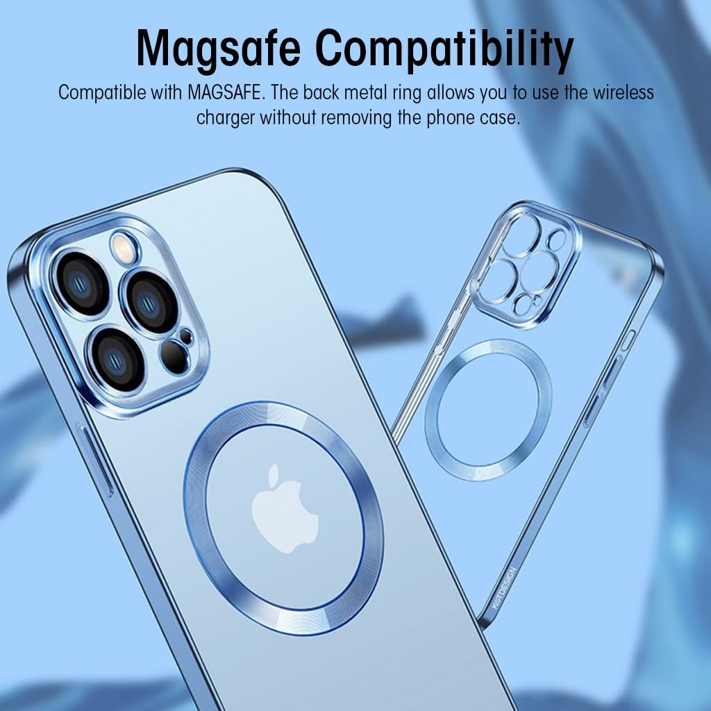 ZORBES® Phone Cover for iPhone 14 Pro Max Compatible with Magsafe Phone Case for iPhone 14 Pro Max with Camera Lens Protector Full Protection Fashion TPU Clear Phone Cover for iPhone 14 Pro Max, Blue