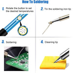 Serplex® Soldering Iron Kit Soldering Iron 60 Watt Original Adjustable Temperature Welding Tool,Soldering Kit With Soldering Gun,5Pcs Soldering Tips,Desoldering Pump,Soldering Iron Stand,Tweezers,ac