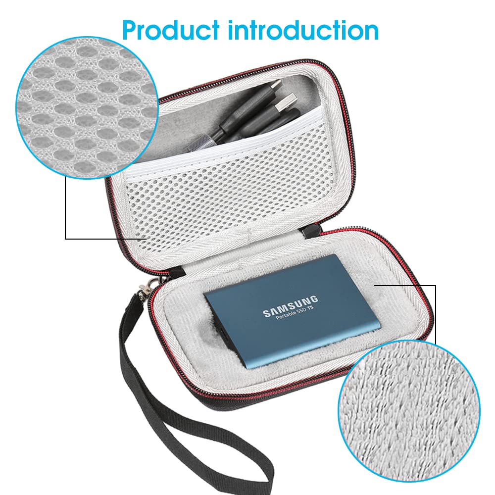 ZORBES® Storage Bag for Samsung T5/T3 Portable SSD 1TB 2TB 500GB 250GB, Protective Travel Case for Samsung T5/T3, Hard Storage Pouch for Samsung T5/T3 (Not fit Samsung T7/T7 Touch) (Only Bag)