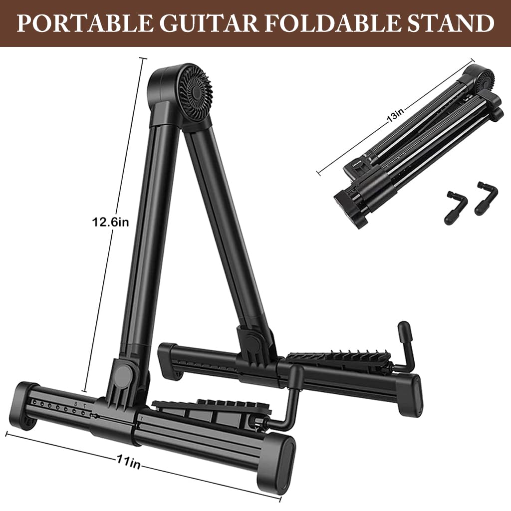 ZORBES® Guitar Floor Stand Folding Guitar Rack Stand Guitar Tripod Stand Acoustic Guitar Rack Stand Anti-Scratch Silicone Padded Design Universal Adjustable Guitar Stand for Ukulele, Bass, Violin