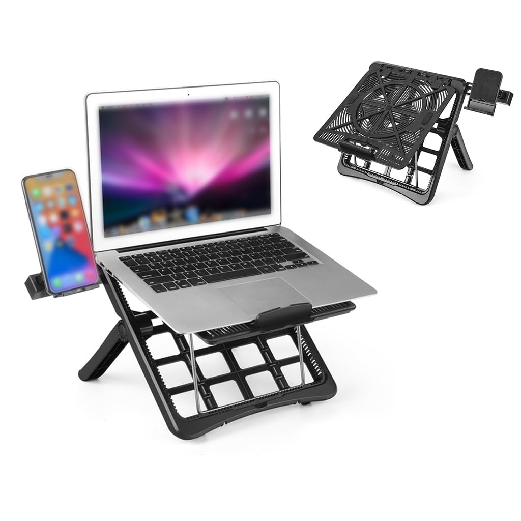 ZORBES® 13''-15.6'' Laptop Tablet Holder Desk Riser, 2 in 1 Laptop Riser with Phone Stand, 7 Adjustable Angle, Folding Portable Desk Laptop Riser Support for Home, Office, Work Space