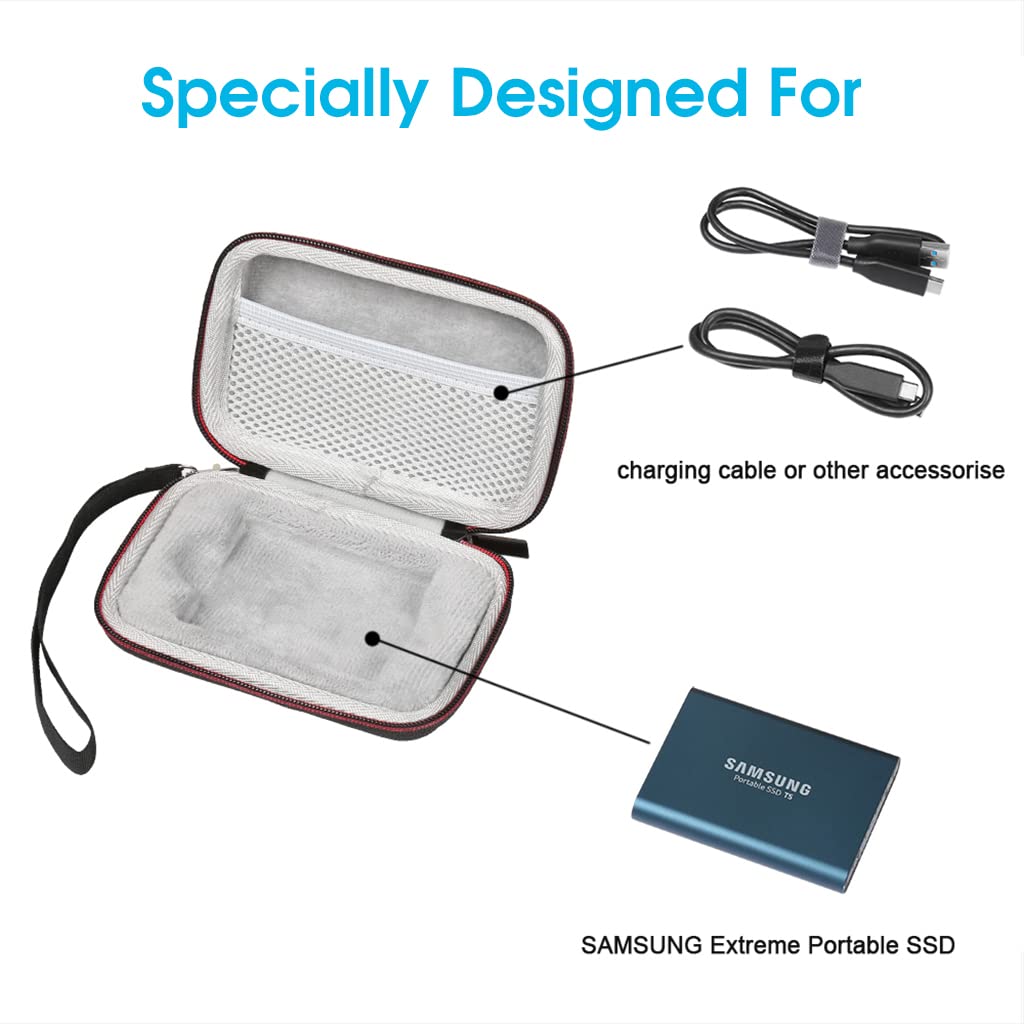 ZORBES® Storage Bag for Samsung T5/T3 Portable SSD 1TB 2TB 500GB 250GB, Protective Travel Case for Samsung T5/T3, Hard Storage Pouch for Samsung T5/T3 (Not fit Samsung T7/T7 Touch) (Only Bag)