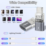 Verilux Type C to Lightning Connector for iPhone and iPad featuring 480Mbps data transfer | with lanyard holes
