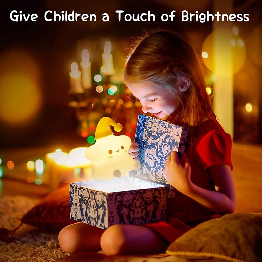 Verilux Night Light for Kids Bedroom with 7 Colour Changing Silicone Star Lamp | USB Rechargeable Baby Bedside Gift