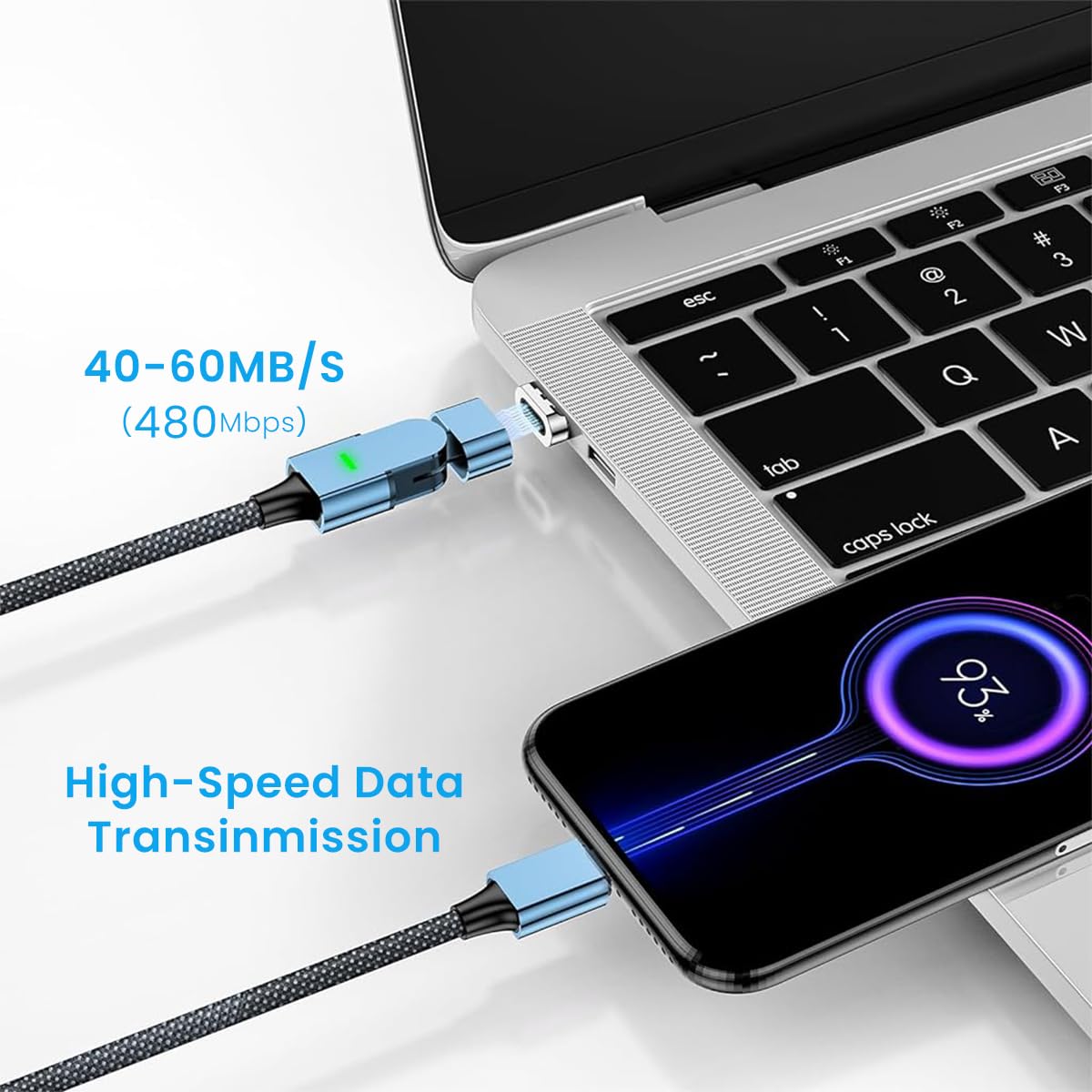 Verilux® 100W PD Type C Cable USB C to USB C Cable Support 480Mbps Data Transfer, LED Indicator, 180° Rotation Connector, 3.9ft Nylon Braided Type C Cable for iPhone 15, MacBook Pro/Air, Galaxy S22