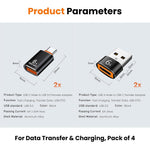 Verilux USB to Type C Adapters 4 Pack for iPhone 15/16 with 10Gbps Data Transfer | OTG Charging Support